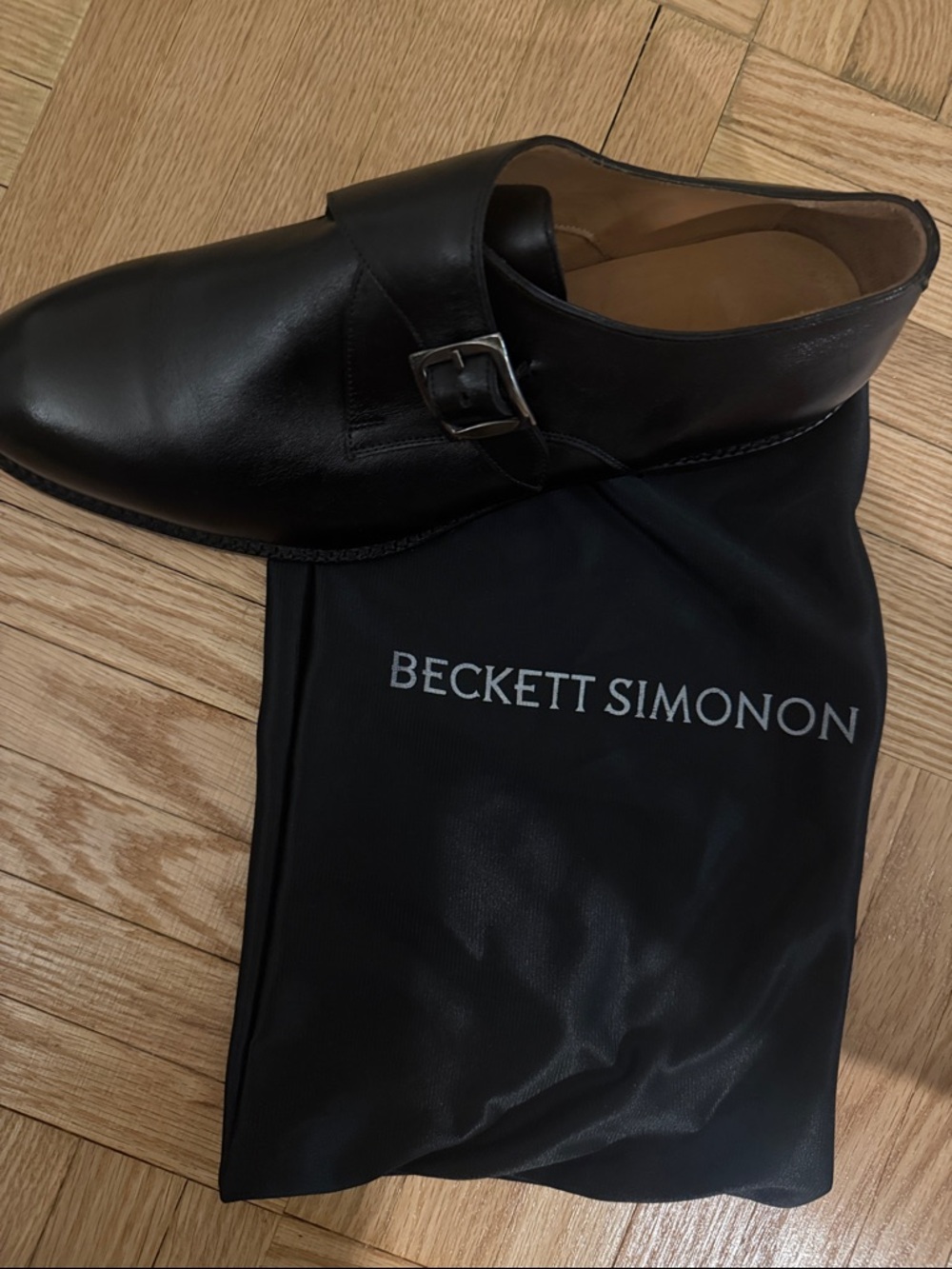 Beckett Simonon Black Leather Single Monk Strap new with shoe bags